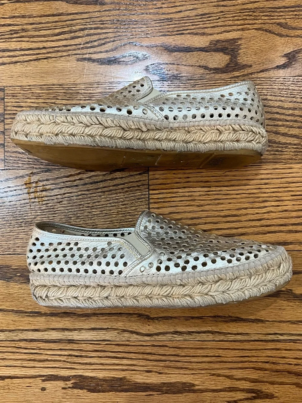 Loeffler Randall Rowan Leather Platform Espadrilles Sz 40 Gold Quiet Luxury